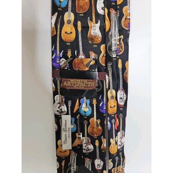 MUSEUM ARTIFACTS MEN HANDMADE ALL SILK TIE CLASSIC GUITARS 1910-1996 - Picture 4 of 5